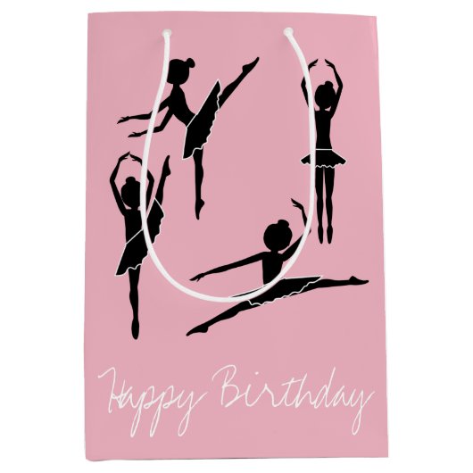 Dansende Ballerina Silhouette Ballet Klasse Medium Cadeauzakje (Voorkant)