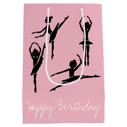 Dansende Ballerina Silhouette Ballet Klasse Medium Cadeauzakje (Achterkant)