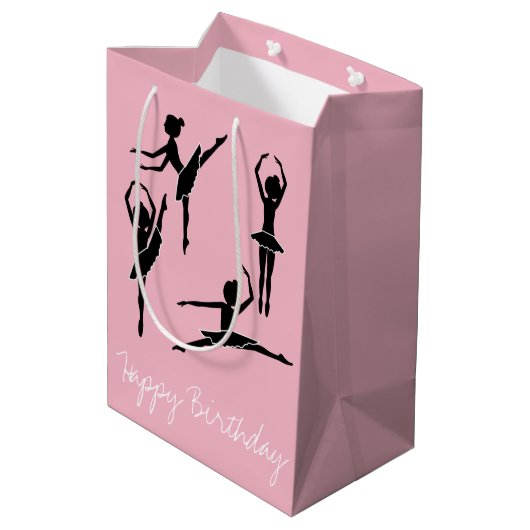 Dansende Ballerina Silhouette Ballet Klasse Medium Cadeauzakje (Achterkant Gekanteld)