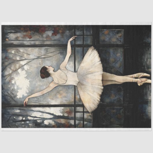 Dansende Ballerina Venster Licht  Decoupage Tissuepapier (Voorkant)