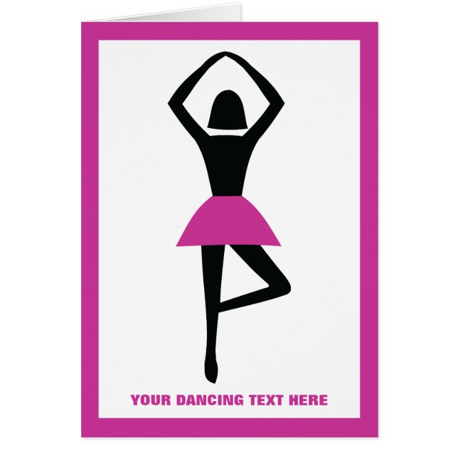 Dansende ballerina zwart, warm roze aangepast (Voorkant)