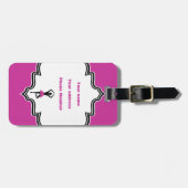 Dansende ballerina zwart, warm roze aangepast bagagelabel (Voorkant horizontaal)