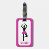 Dansende ballerina zwart, warm roze aangepast bagagelabel (Achterkant verticaal)