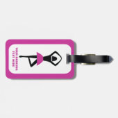 Dansende ballerina zwart, warm roze aangepast bagagelabel (Achterkant horizontaal)