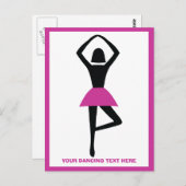 Dansende ballerina zwart, warm roze aangepast briefkaart (Voorkant / Achterkant)