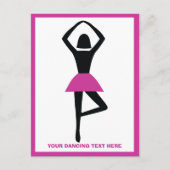 Dansende ballerina zwart, warm roze aangepast briefkaart (Voorkant)