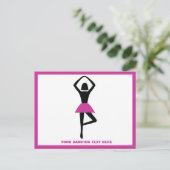 Dansende ballerina zwart, warm roze aangepast briefkaart (Staand voorkant)