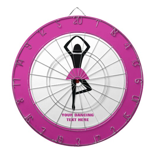Dansende ballerina zwart, warm roze aangepast dartbord (Voorkant)