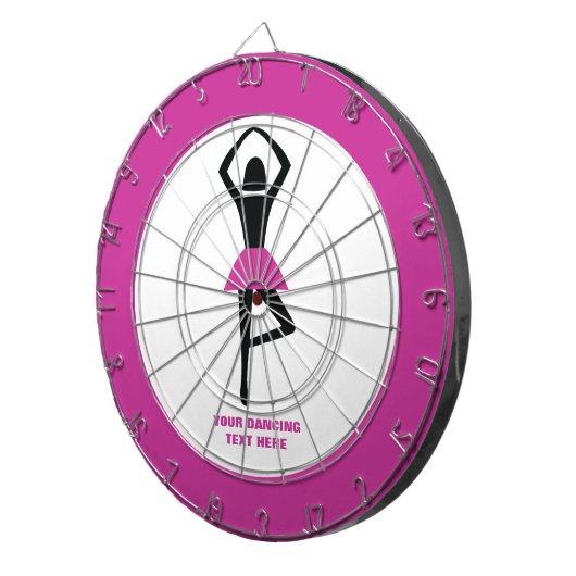 Dansende ballerina zwart, warm roze aangepast dartbord (Voorkant Rechts)