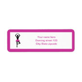 Dansende ballerina zwart, warm roze aangepast etiket (Voorkant)