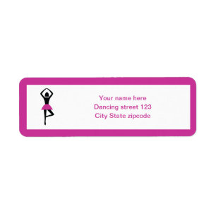 Dansende ballerina zwart, warm roze aangepast etiket