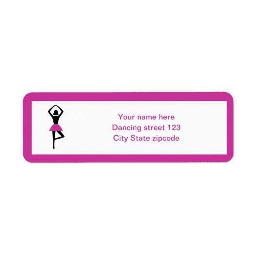 Dansende ballerina zwart, warm roze aangepast etiket (Voorkant)