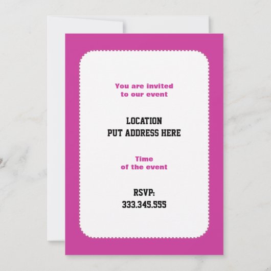 Dansende ballerina zwart, warm roze aangepast kaart (Achterkant)