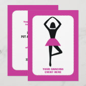 Dansende ballerina zwart, warm roze aangepast kaart (Voorkant / Achterkant)