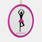 Dansende ballerina zwart, warm roze aangepast keramisch ornament (Rechts)