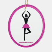 Dansende ballerina zwart, warm roze aangepast keramisch ornament (Links)