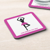 Dansende ballerina zwart, warm roze aangepast onderzetter (Linkerzijde)