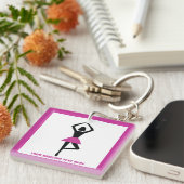Dansende ballerina zwart, warm roze aangepast sleutelhanger (Voorkant Rechts)