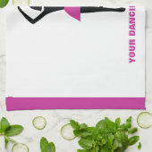 Dansende ballerina zwart, warm roze aangepast theedoek (Gevouwen)