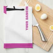 Dansende ballerina zwart, warm roze aangepast theedoek (Quarter Fold)