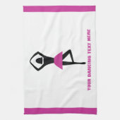 Dansende ballerina zwart, warm roze aangepast theedoek (Verticaal)