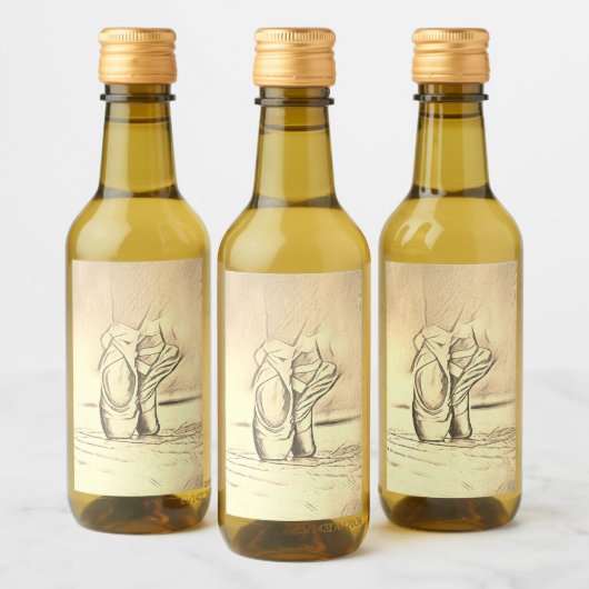 Dansende balletschoenen Sepia look Ballerina Wijn Etiket (Flessen)