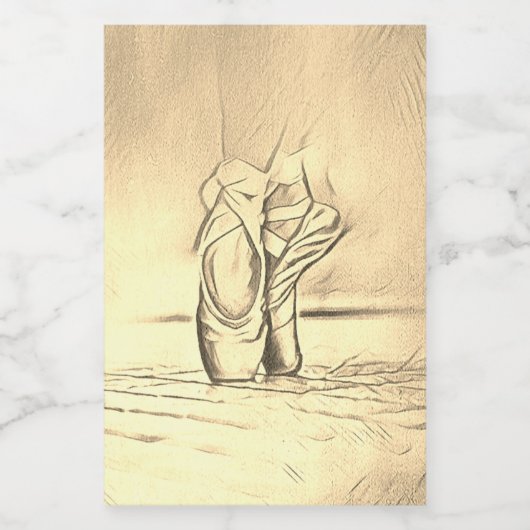 Dansende balletschoenen Sepia look Ballerina Wijn Etiket (Enkel label)