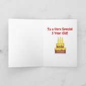 Dansende Beer 3 Jaar Meisje Verjaardag Kaart (Binnen)