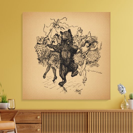 Dansende Beer Circus Art Canvas Afdruk (Insitu (Woonkamer))
