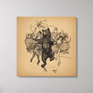 Dansende Beer Circus Art Canvas Afdruk