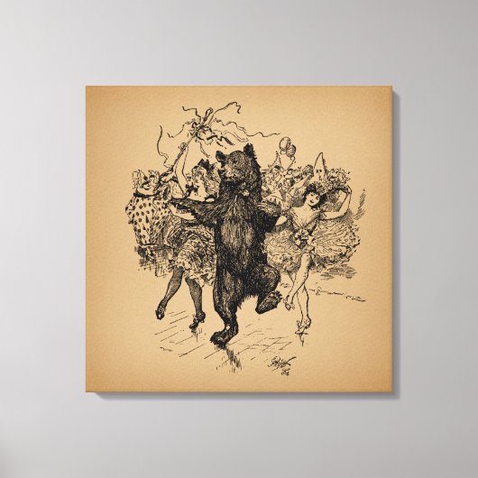 Dansende Beer Circus Art Canvas Afdruk (Voorkant)