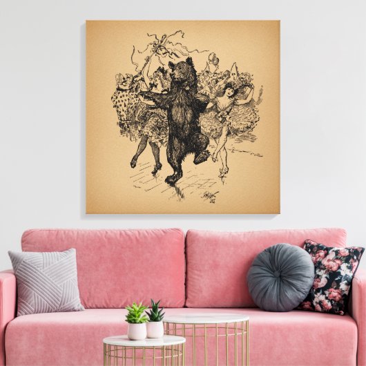 Dansende Beer Circus Art Canvas Afdruk (Insitu (Woonkamer))