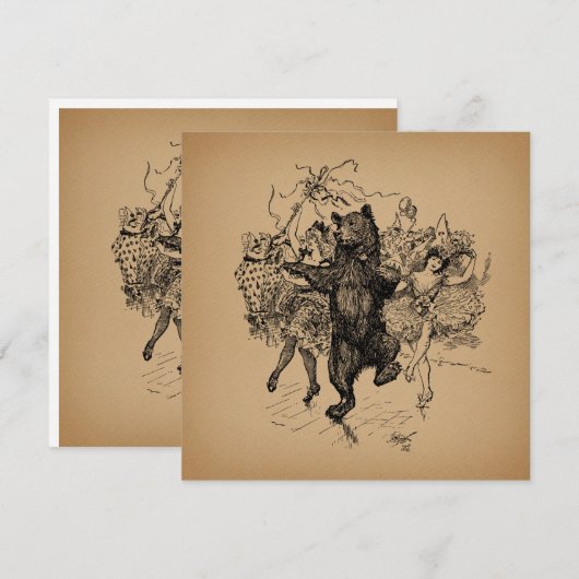 Dansende Beer  Circus Art Feestdagenkaart (Voorkant / Achterkant)