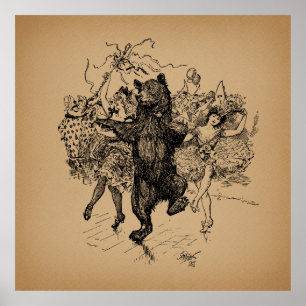 Dansende Beer Circus Art Poster