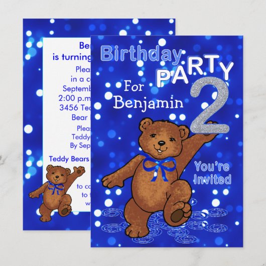 Dansende Beren 2e verjaardag van de Boys Kaart (Voorkant / Achterkant)