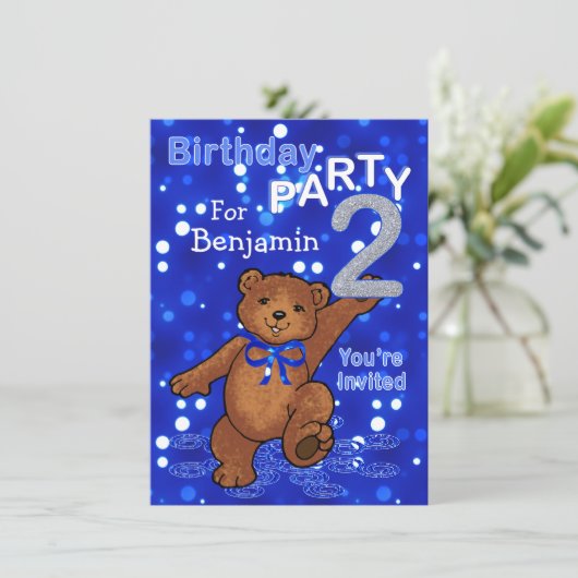 Dansende Beren 2e verjaardag van de Boys Kaart (Staand voorkant)
