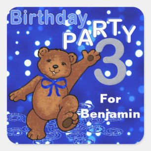 Dansende Beren 3e verjaardag Vierkante Sticker
