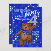 Dansende Beren 4e verjaardag voor jongens Kaart (Voorkant / Achterkant)
