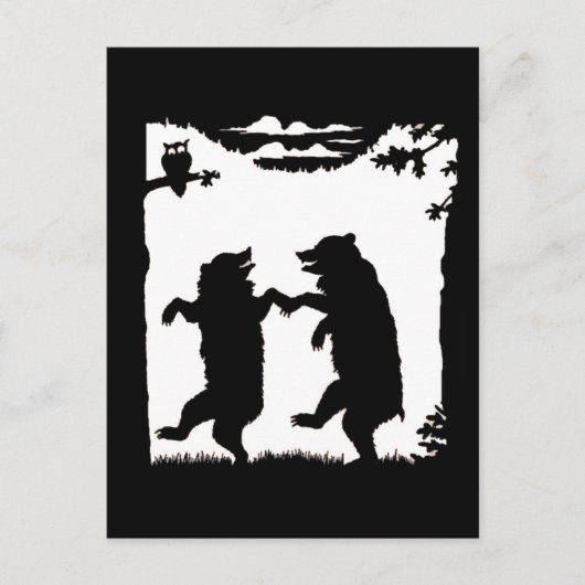 Dansende Beren Black Silhouette Briefkaart (Voorkant)