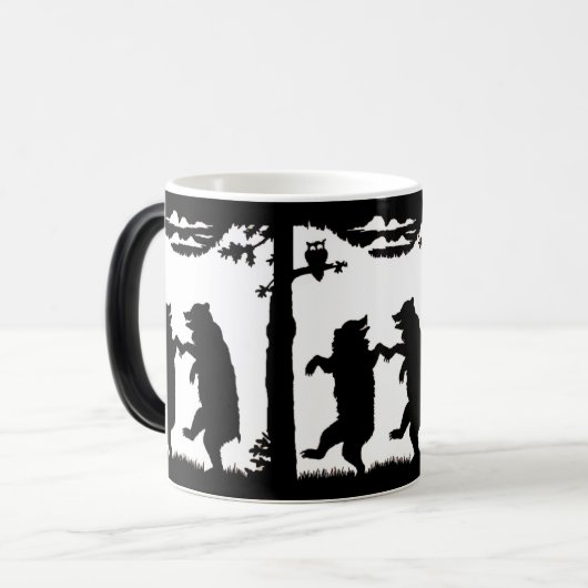 Dansende Beren Black Silhouette Magische Mok (Voorkant links)