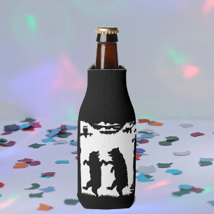 dansende Beren Black Silhouette Trees Owl Flesjeskoeler