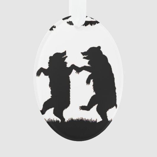 dansende Beren Black Silhouette Trees Owl Ornament (voorkant)