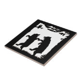  dansende Beren Black Silhouette Trees Owl Tegeltje (Zijkant)