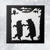  dansende Beren Black Silhouette Trees Owl Tegeltje
