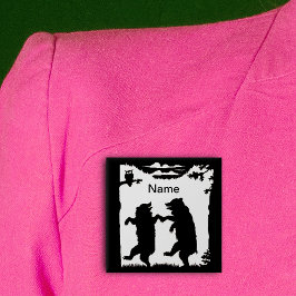 Dansende Beren Black Silhouette Vierkante Button 5,1 Cm