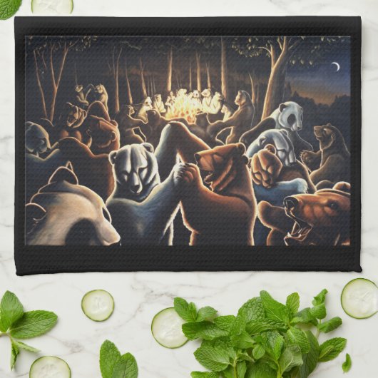 Dansende Beren Handdoeken Dieren Beer Tea Towel (Gevouwen)