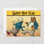 Dansende Beren Nieuwjaarswensen Feestdagenkaart (Voorkant / Achterkant)