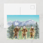 Dansende beren waterverf groenblijvend landschap briefkaart (Voorkant / Achterkant)