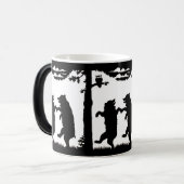 Dansende beren zwarte silhouet magische mok (Voorkant links)