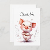 Dansende Biggetje Strik Das Plat Dankkaart Bedankkaart (Voorkant / Achterkant)